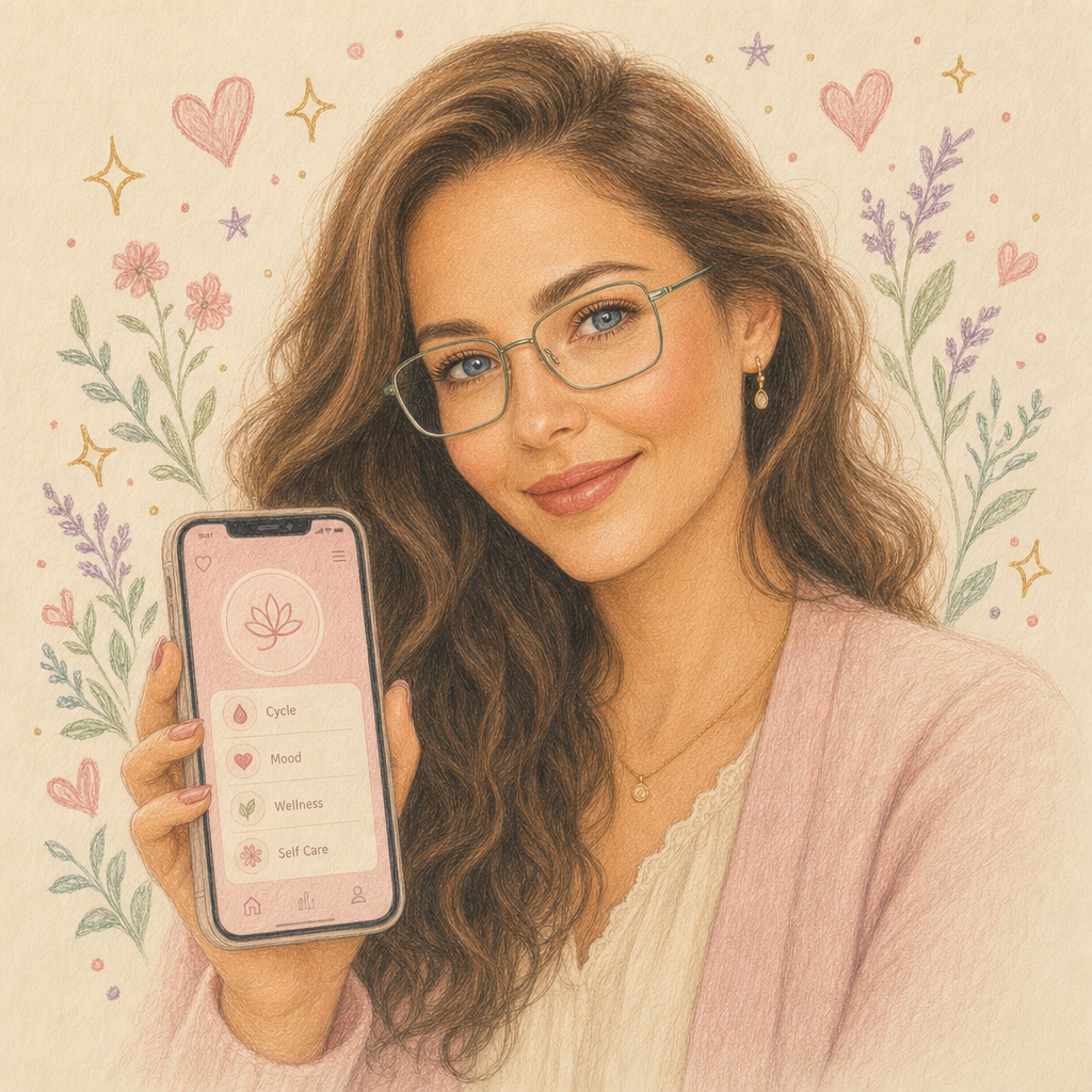 Hand-drawn illustration of a kind female gynecologist