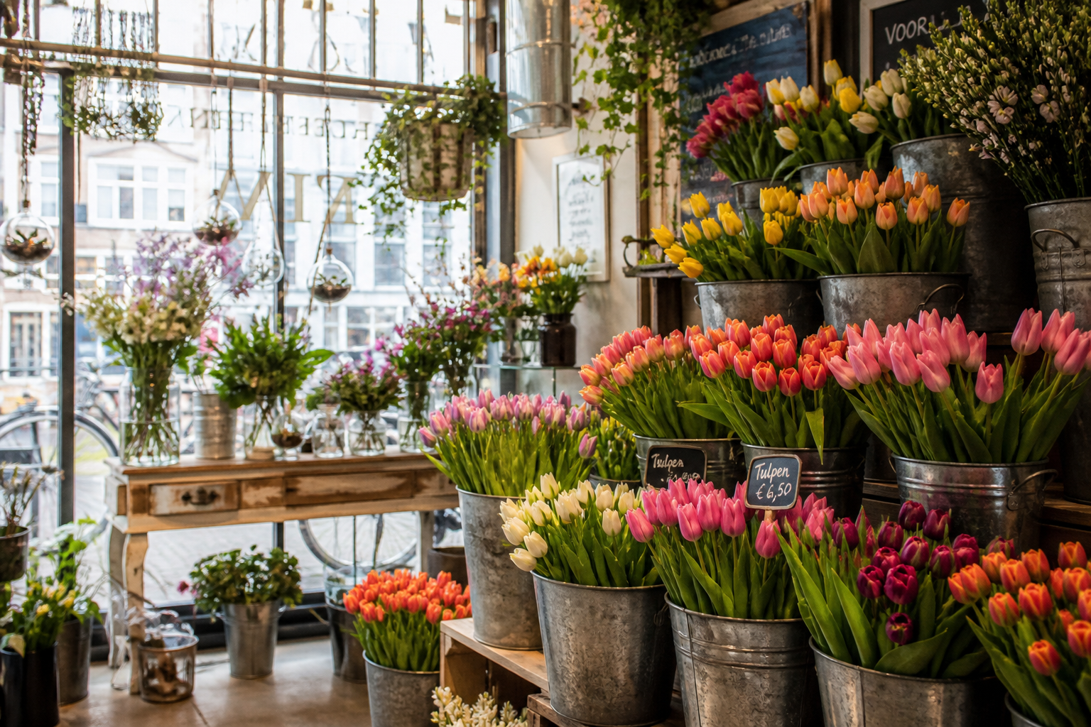 Verse bloemen in de winkel van Bloem & Blaadje