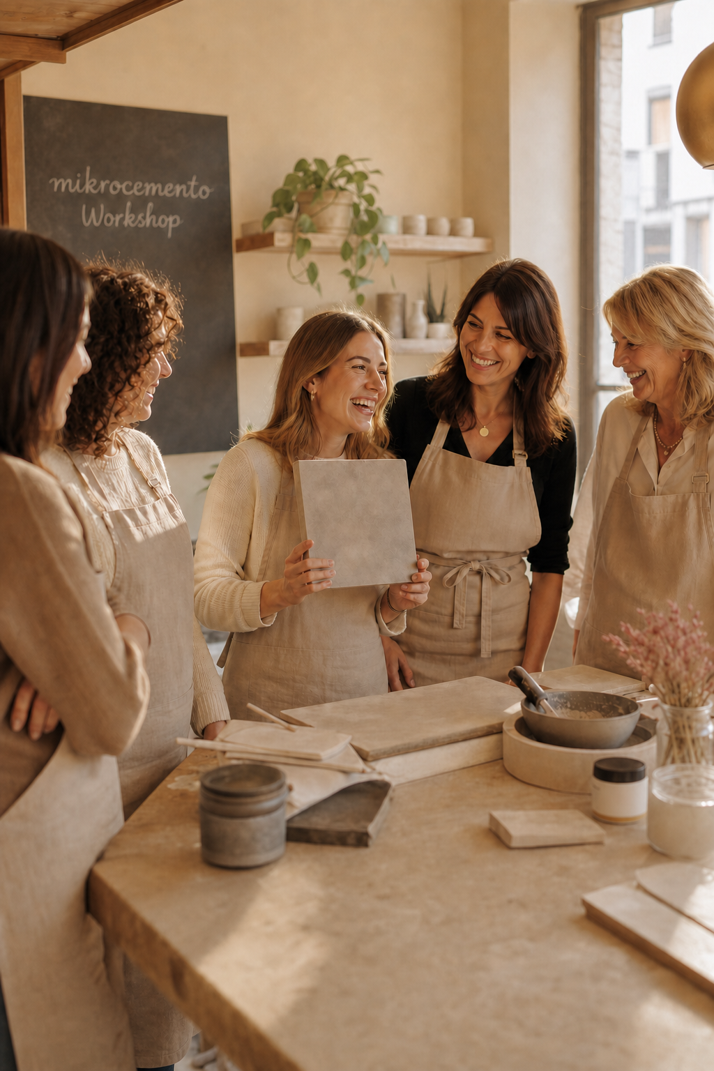 Glade kvinder sammen til en CONTEC microcement workshop